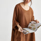 Chloe Linen top . Tobacco