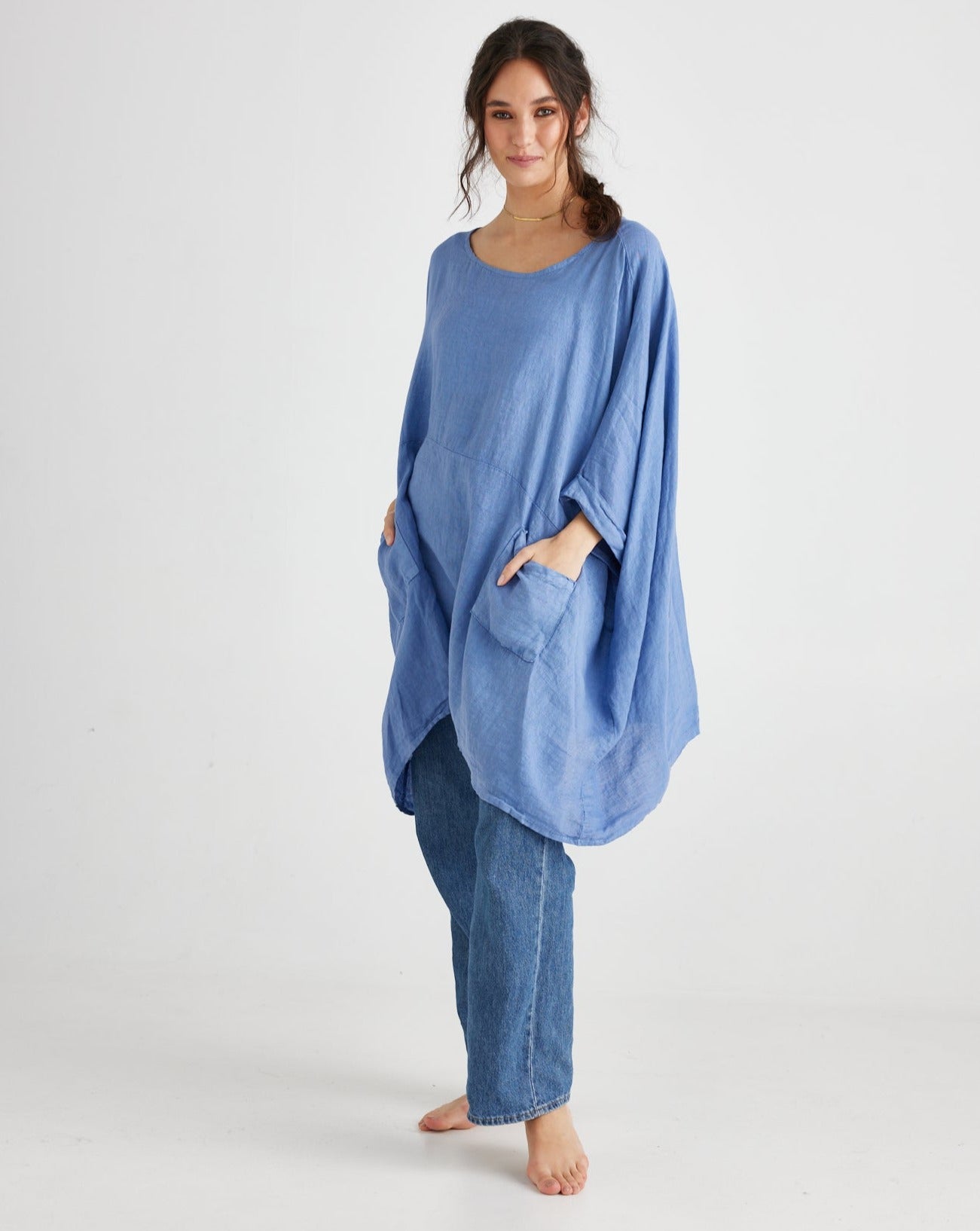 Chloe Linen Top. Denim