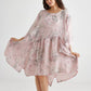 Clarissa linen dress. Pink Tearose Floral