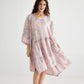 Clarissa linen dress. Pink Tearose Floral