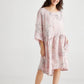 Clarissa linen dress. Pink Tearose Floral