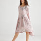 Clarissa linen dress. Pink Tearose Floral