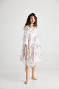 Clarissa floral linen dress.  Icing Sugar Pink rose