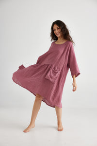Clarissa Linen dress. Rose Pink