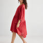Clarissa linen dress. Red Poppy