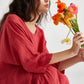 Clarissa linen dress. Red Poppy