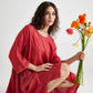 Clarissa linen dress. Red Poppy