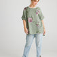 Contessa Linen Floral top. Olive