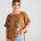Contessa Linen top. Tobacco floral