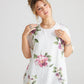 Contessa Linen Floral  top.  Icing Sugar