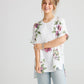Contessa Linen Floral  top.  Icing Sugar