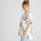 Contessa Linen Floral  top.  Icing Sugar