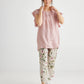 Bella linen ruffle sleeve top. Antique Rose