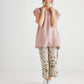 Bella linen ruffle sleeve top. Antique Rose