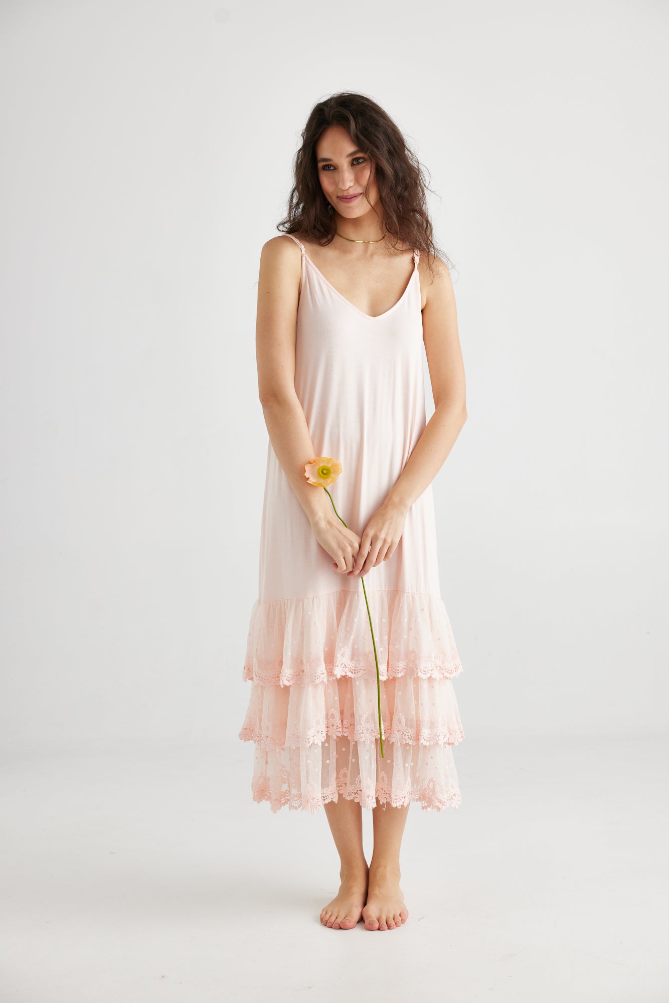 Evangeline Slip Dress. Pink
