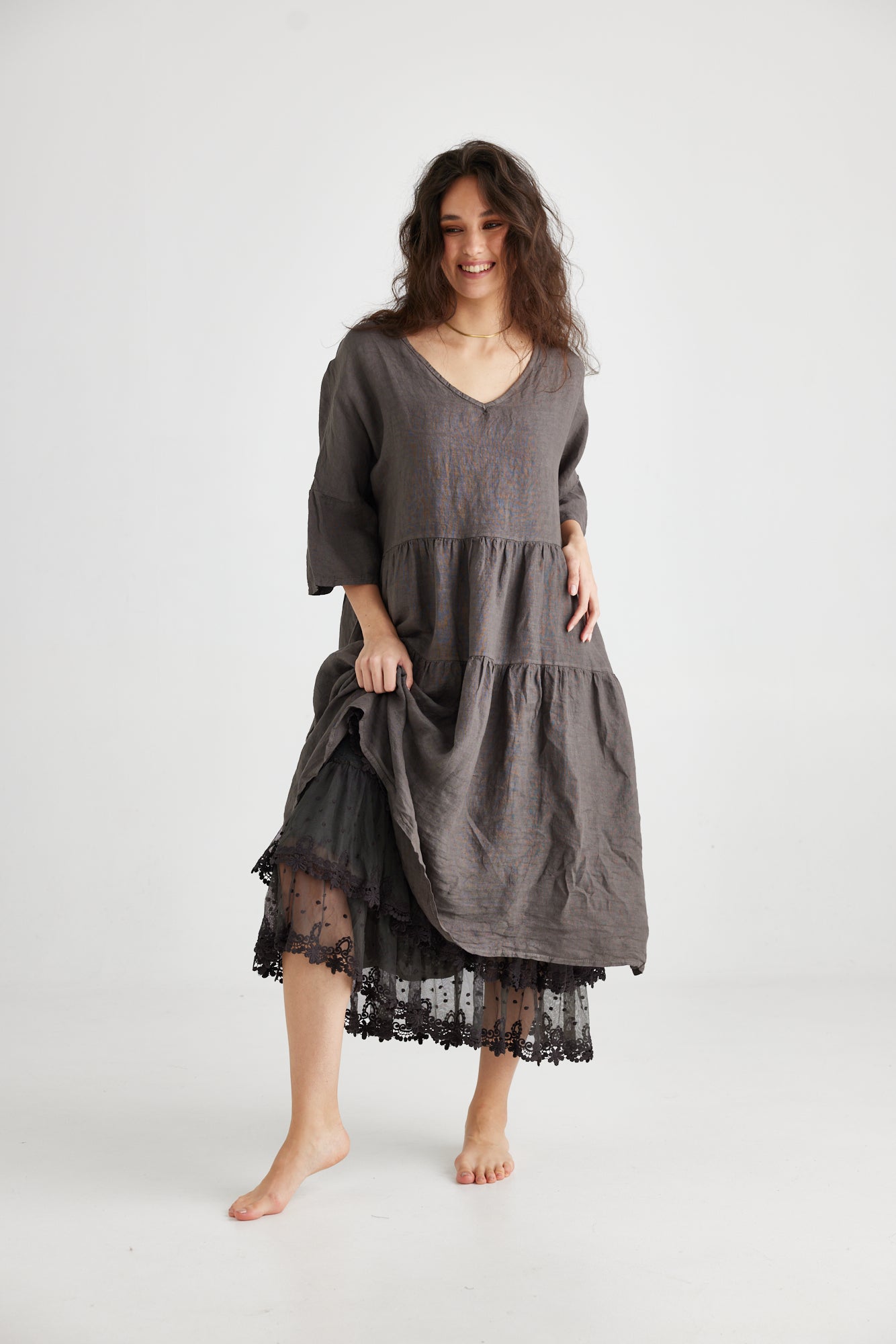 Plain linen dress outlet