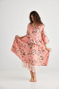 Stella Floral Linen Dress. Shell Pink