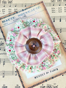 Flower Pin. Stripes & Roses