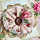 Vintage Rose and lace flower brooch.