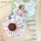 stripe and floral flower brooch.