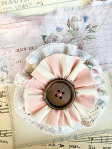 stripe and floral flower brooch.