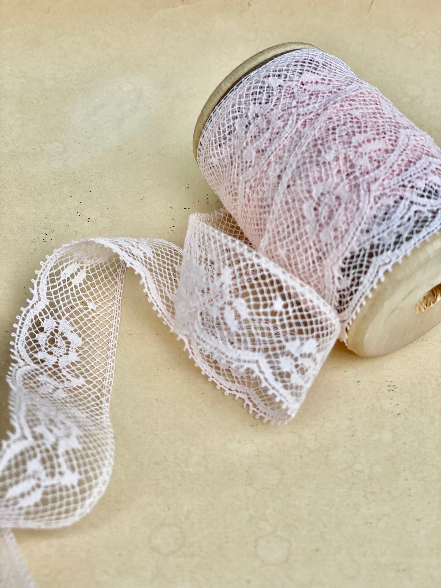 Delicate Vintage cotton lace. Pale Pink.