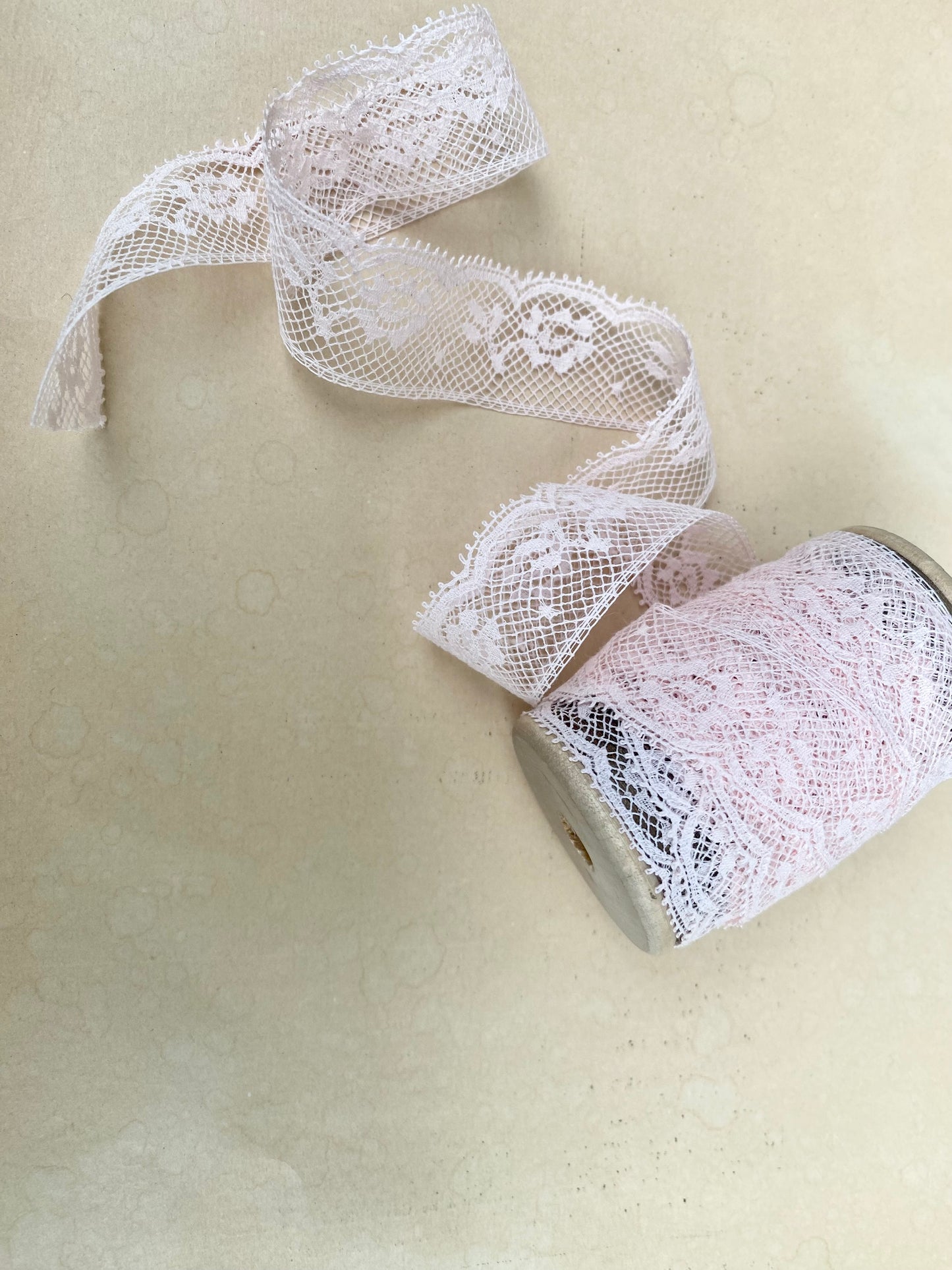 Delicate Vintage cotton lace. Pale Pink.