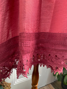 Amelie cotton and lace slip. Cherry