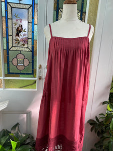 Amelie cotton and lace slip. Cherry