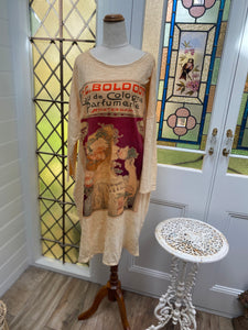 Layla Tshirt cotton Art Nouveau dress. Cherry
