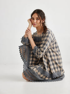 Isla Plaid Dress. Paynes Grey