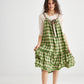 London Dress. Green & floral tie