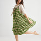 London Dress. Green & floral tie