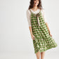 London Dress. Green & floral tie