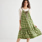 London Dress. Green & floral tie
