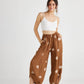 Lulu Linen Pants. Tobacco Polka dot
