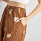 Lulu Linen Pants. Tobacco Polka dot