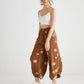 Lulu Linen Pants. Tobacco Polka dot
