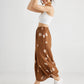 Lulu Linen Pants. Tobacco Polka dot