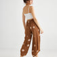 Lulu Linen Pants. Tobacco Polka dot