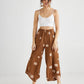 Lulu Linen Pants. Tobacco Polka dot