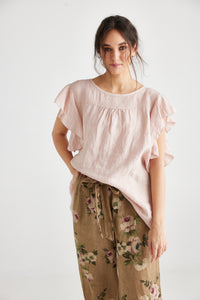 Bella linen top. Blush