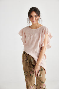 Bella linen top. Blush