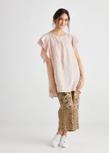 Bella linen top. Blush