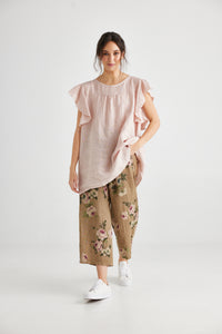 Bella linen top. Blush