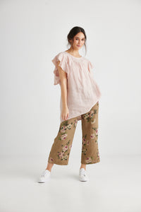 Bella linen top. Blush
