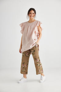 Bella linen top. Blush