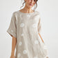 Contessa Linen top. Sandstone Polka dot