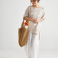 Contessa Linen top. Sandstone Polka dot