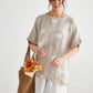 Contessa Linen top. Sandstone Polka dot